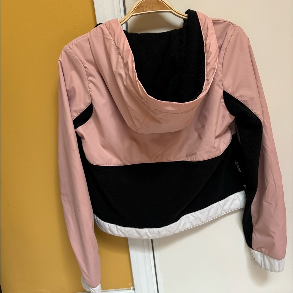 HOLLISTER XS pink/black/white Windbreaker 1/4 Zip Fleece Lined Hoodie - Picture 5 of 11